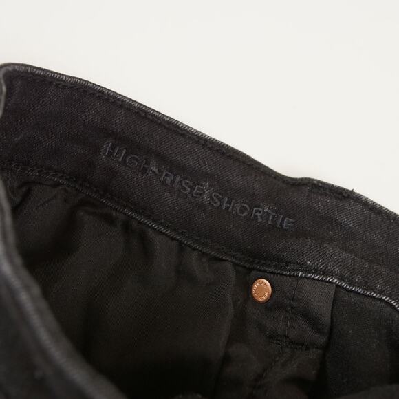 American Eagle Next Level High Rise Shortie Black Denim Jean Short Womens Sz 16 - Picture 8 of 10